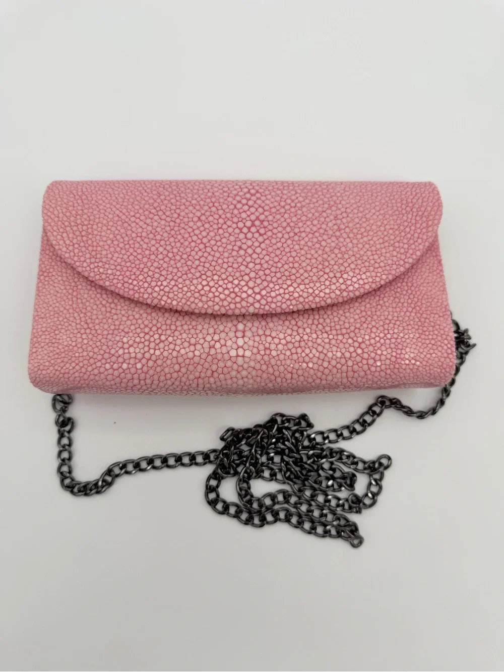 J. Markell Pink Baby Grande Stingray Leather Clutch Crossbody